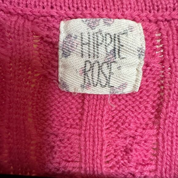 Hippie Rose Cropped Cardigan Cable Knit Sweater. Size Large - Picture 3 of 5
